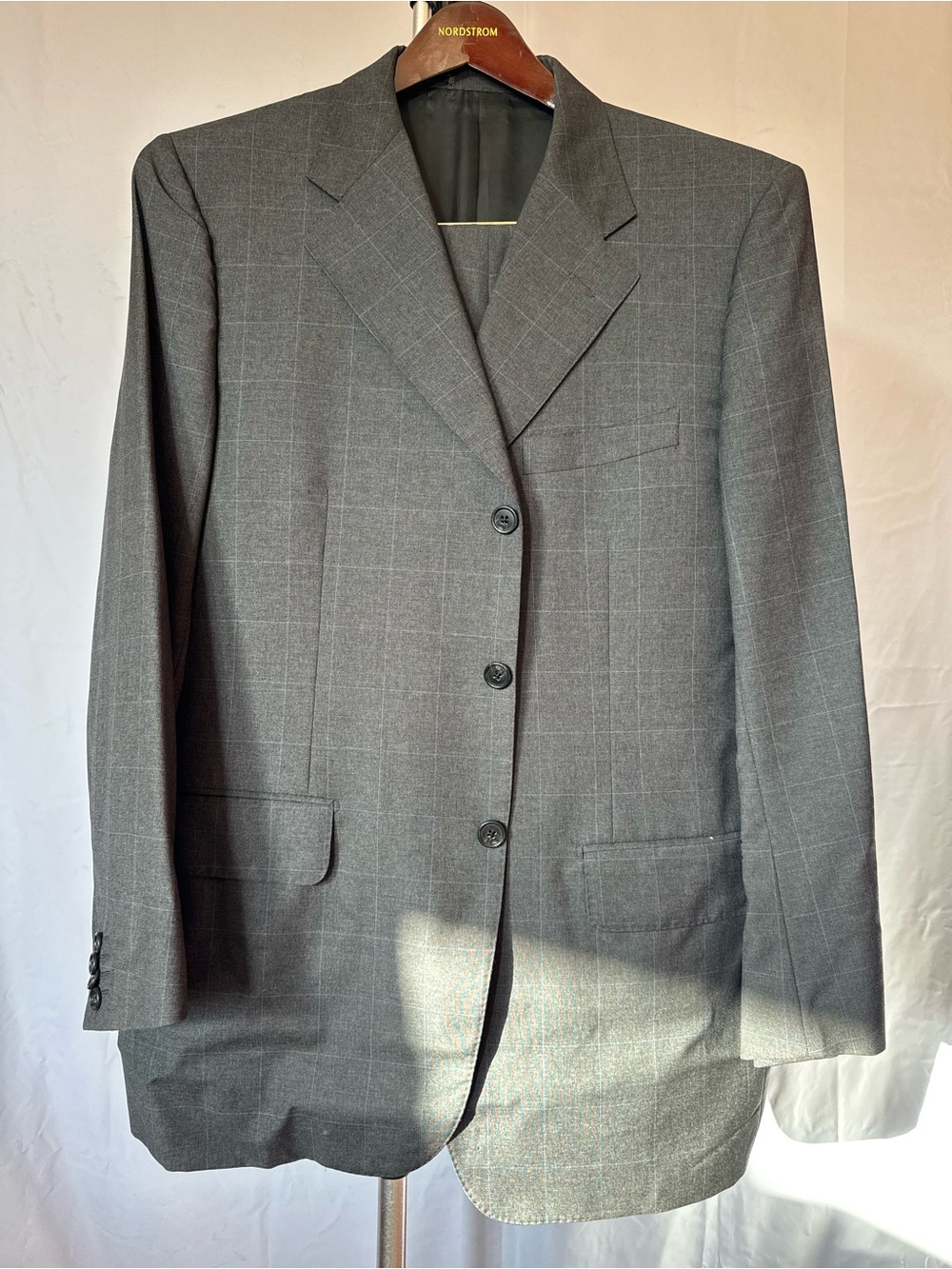 Corneliani Gray Windowpane Wool Blazer